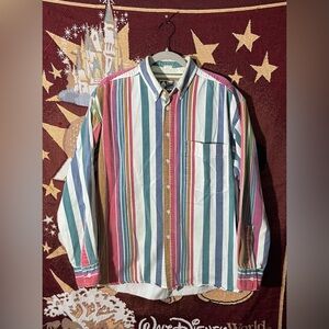 Double Impact Men's Button Up Shirt Size L Striped Vintage 100% Cotton 90's